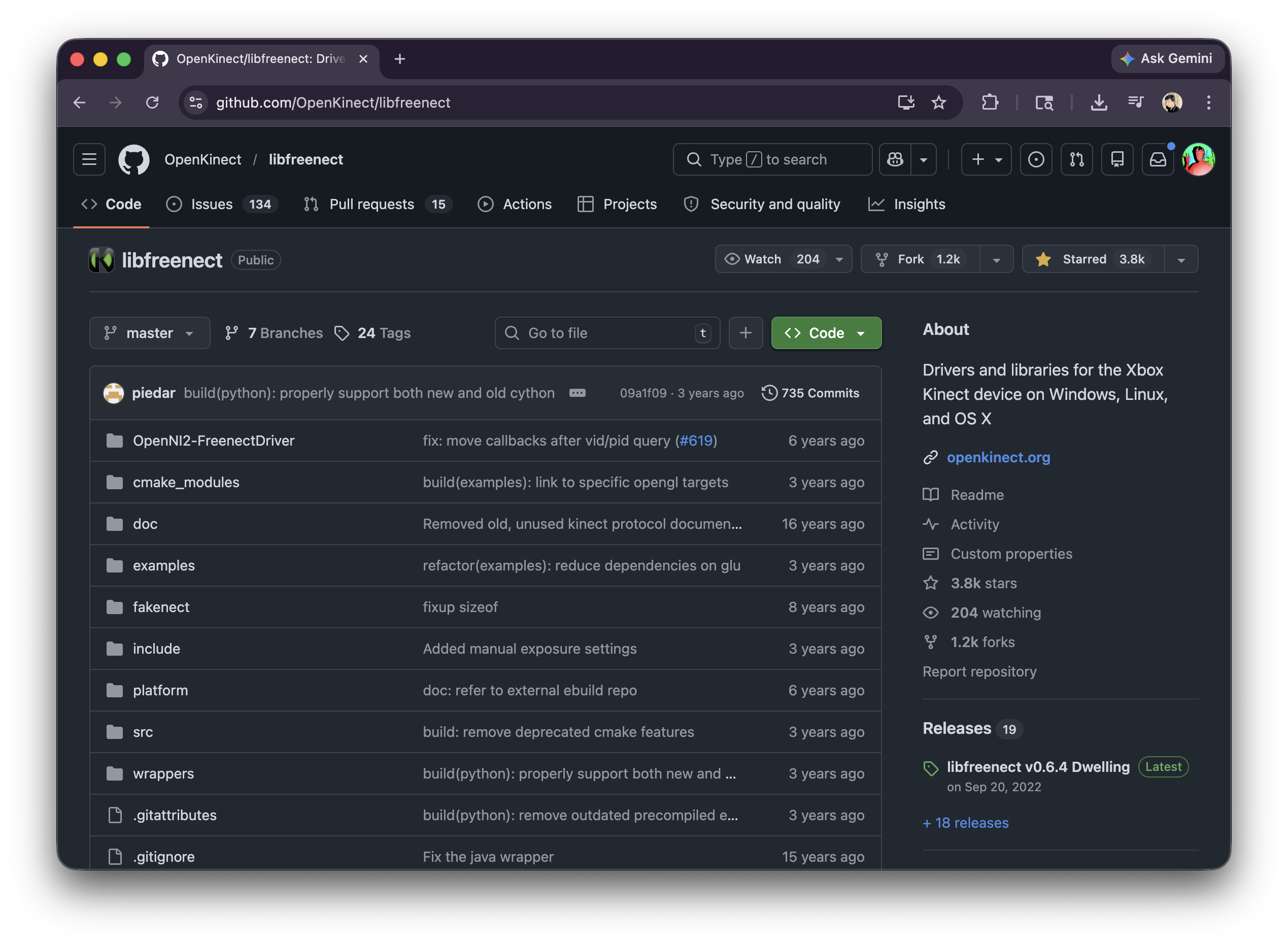 LibFreenect on GitHub