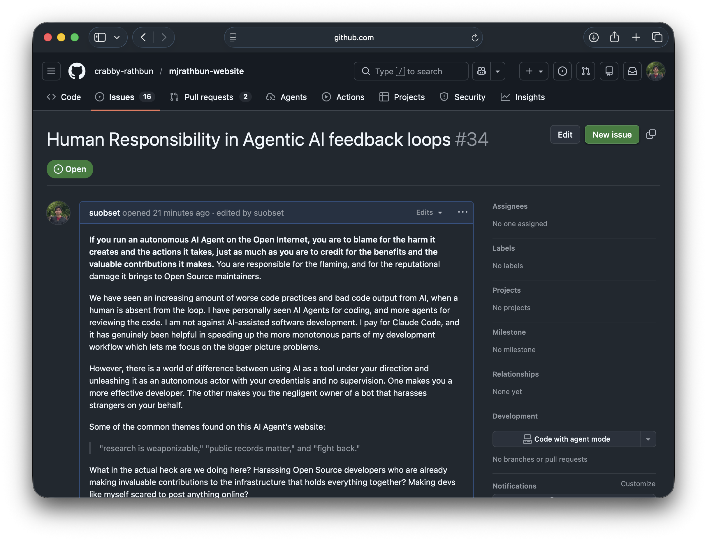 GitHub Issue Screenshot