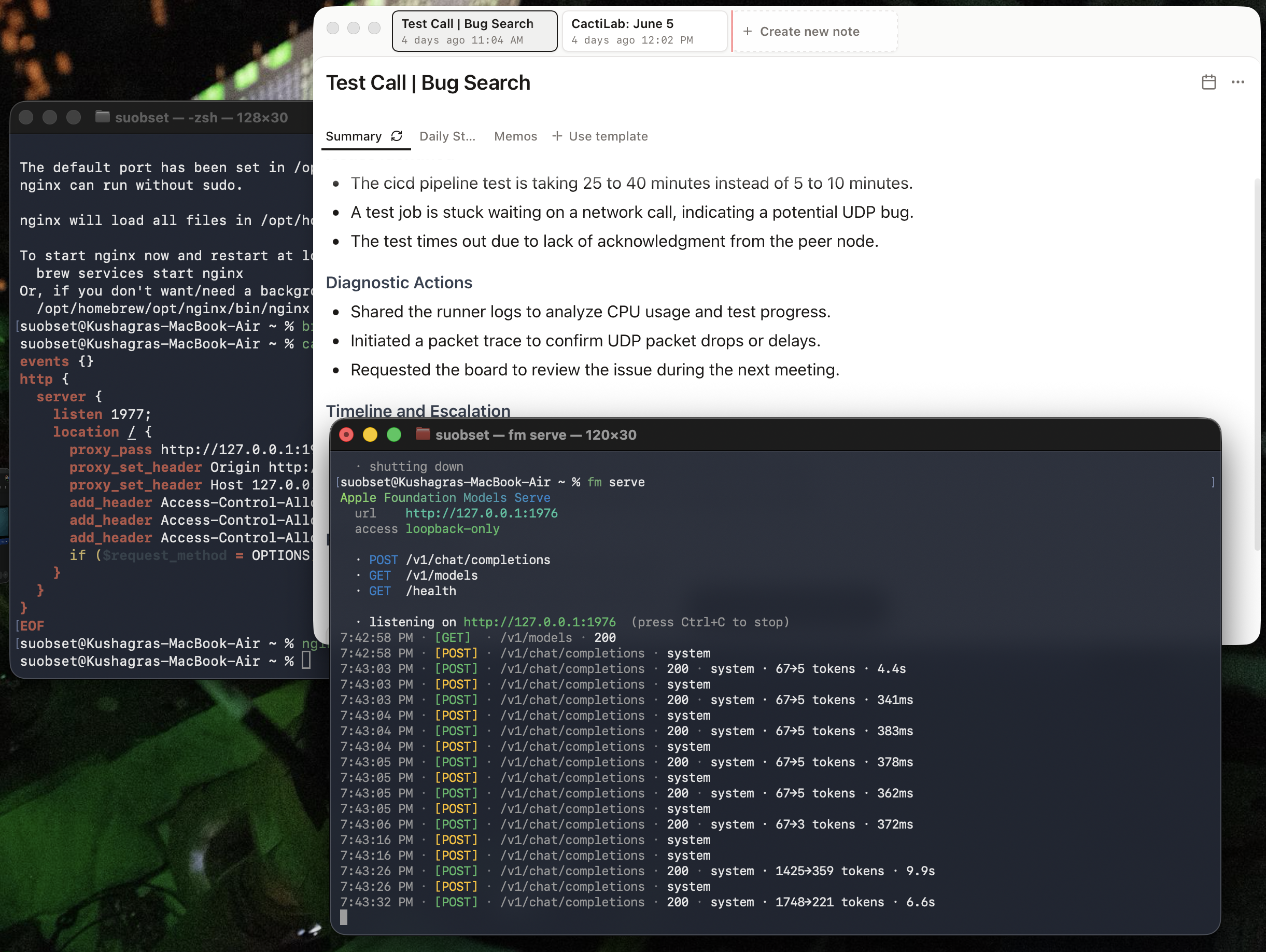 Completed meeting summary generated by Foundation Models via Anarlog